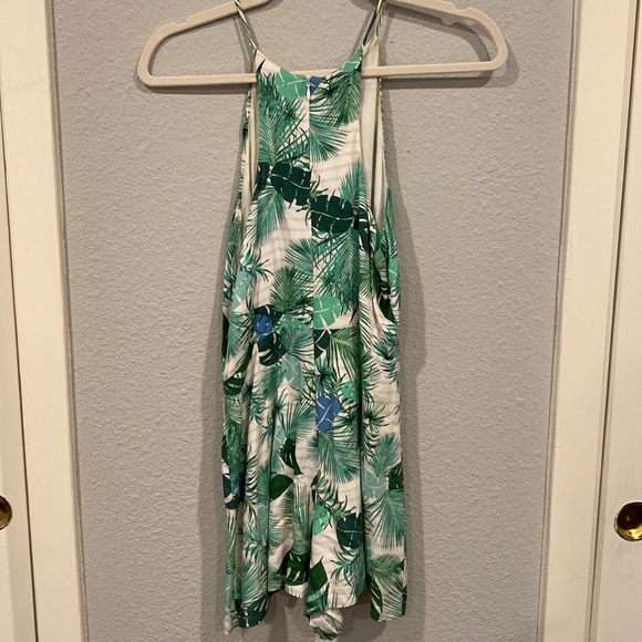 DO+BE tropical green and white striped high neck romper resort wear - Picture 4 of 6